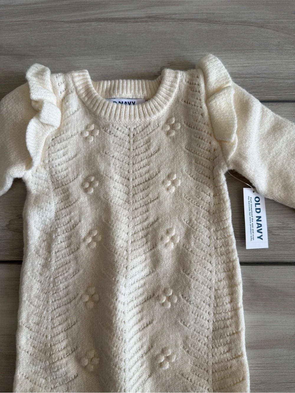 Old Navy SoSoft Ruffled-Shoulder Sweater One-Piece Beige 18-24 Month NWT